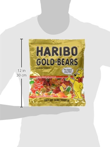 HARIBO Gummi Candy, Original Goldbears Gummy Bears, 3 Pound Party Size Bag, Delicious Soft & Chewy Sweet Snacks, Assorted Fruity Flavors