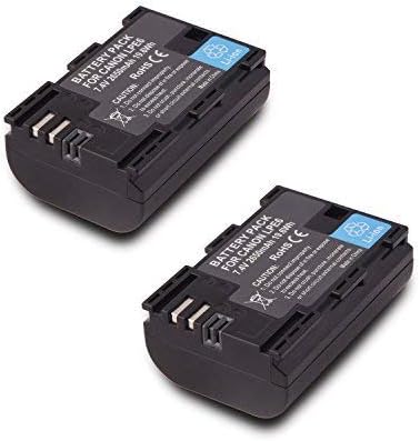 2 Pack Replacement Canon LP-E6 LP E6N Battery for Canon 60D, 70D, 80D, 5DS R, 5D Mark II III IV, 6D, 7D, C700, XC15, Cameras (2650mAh, 100% Compatible with Original)