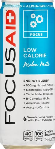 FOCUSAID Energy Blend | Nootropics Drink for Brain Fuel | Alpha-GPC, GABA, B-Complex, Yerba Mate, Green Tea | 100% Clean |100mg Natural Caffeine | 12-oz. can