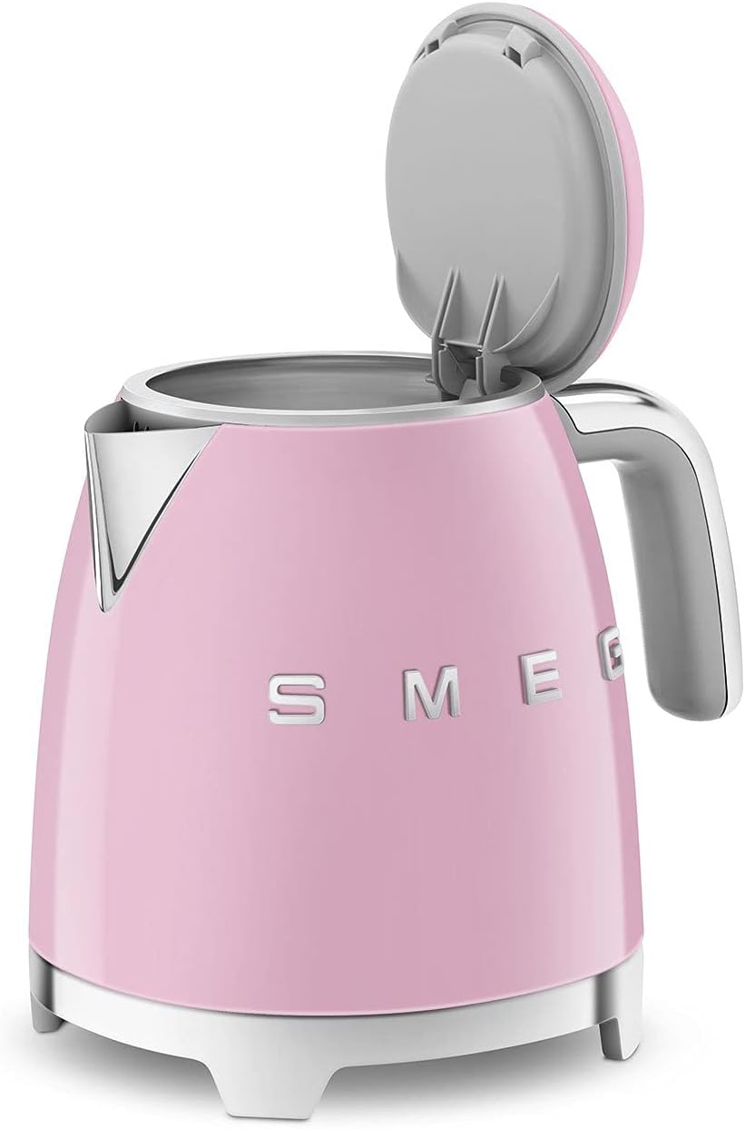 SMEG Mini 50's Retro Style 3 Cup Electric Kettle with Double Wall Anti Slip Base and Water Level Indicator (Pink)