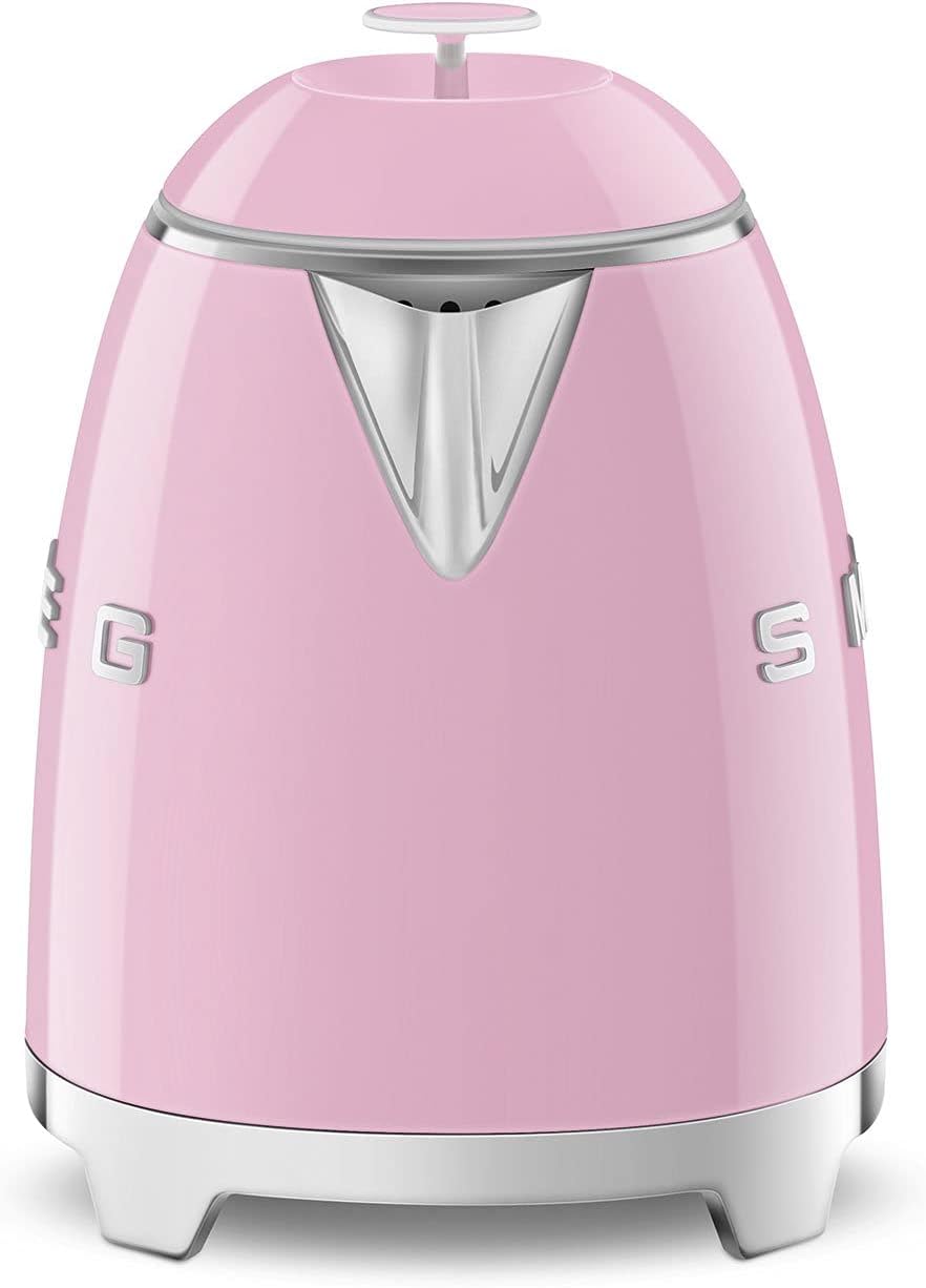SMEG Mini 50's Retro Style 3 Cup Electric Kettle with Double Wall Anti Slip Base and Water Level Indicator (Pink)