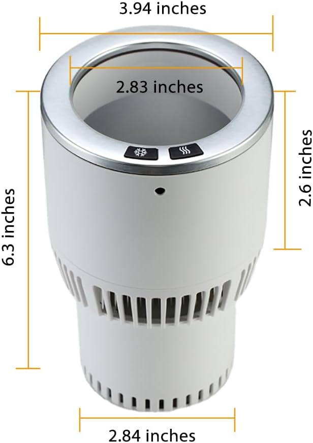 Cup Holder Coffee Warmer Drink Cooler 2-in-1 Truck Caned Drink Holder Gift(White with Silver12V)