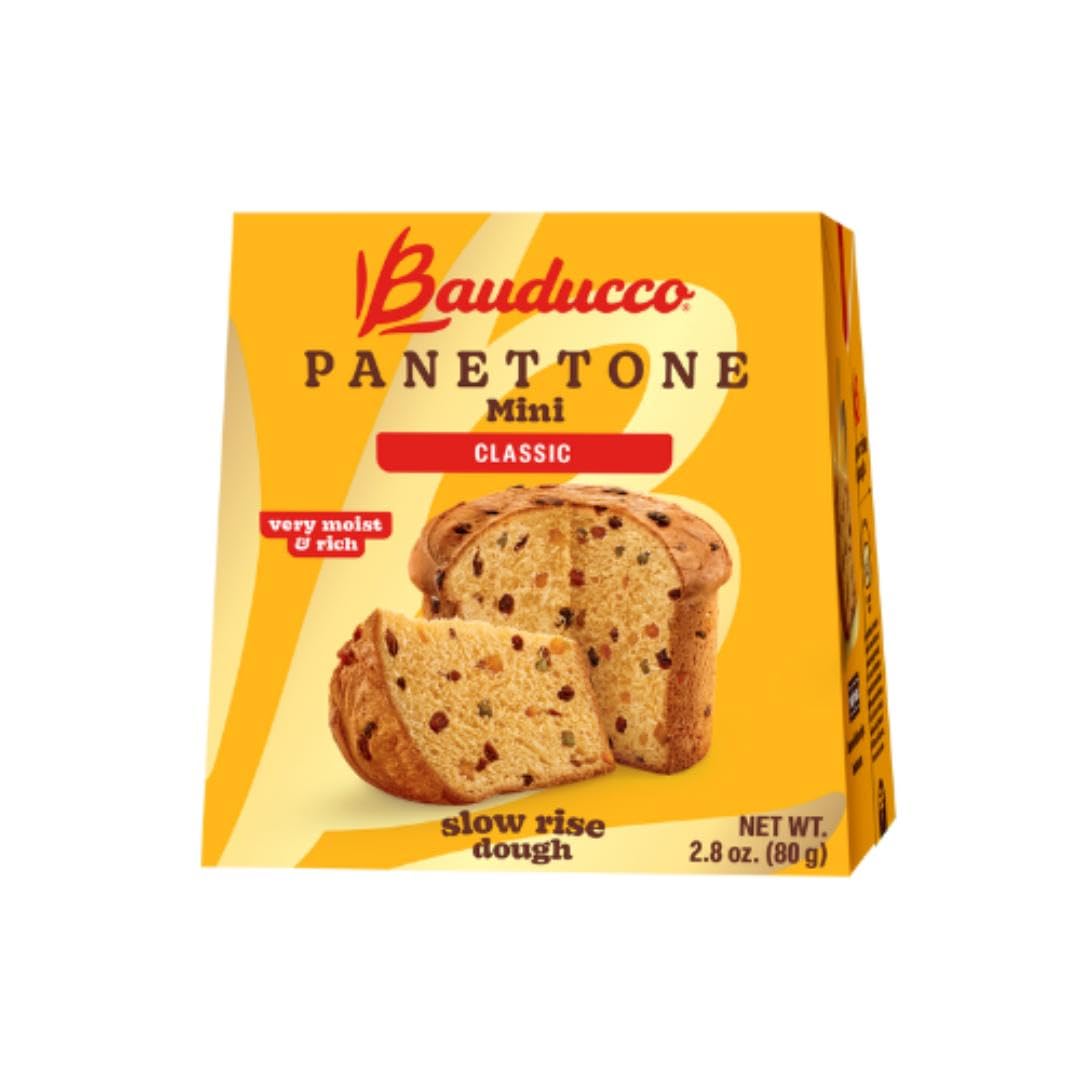 Bauducco Mini Panettone - Moist & Fresh Holiday Cake - Traditional Italian Recipe With Candied Fruit & Raisins - 2.8oz