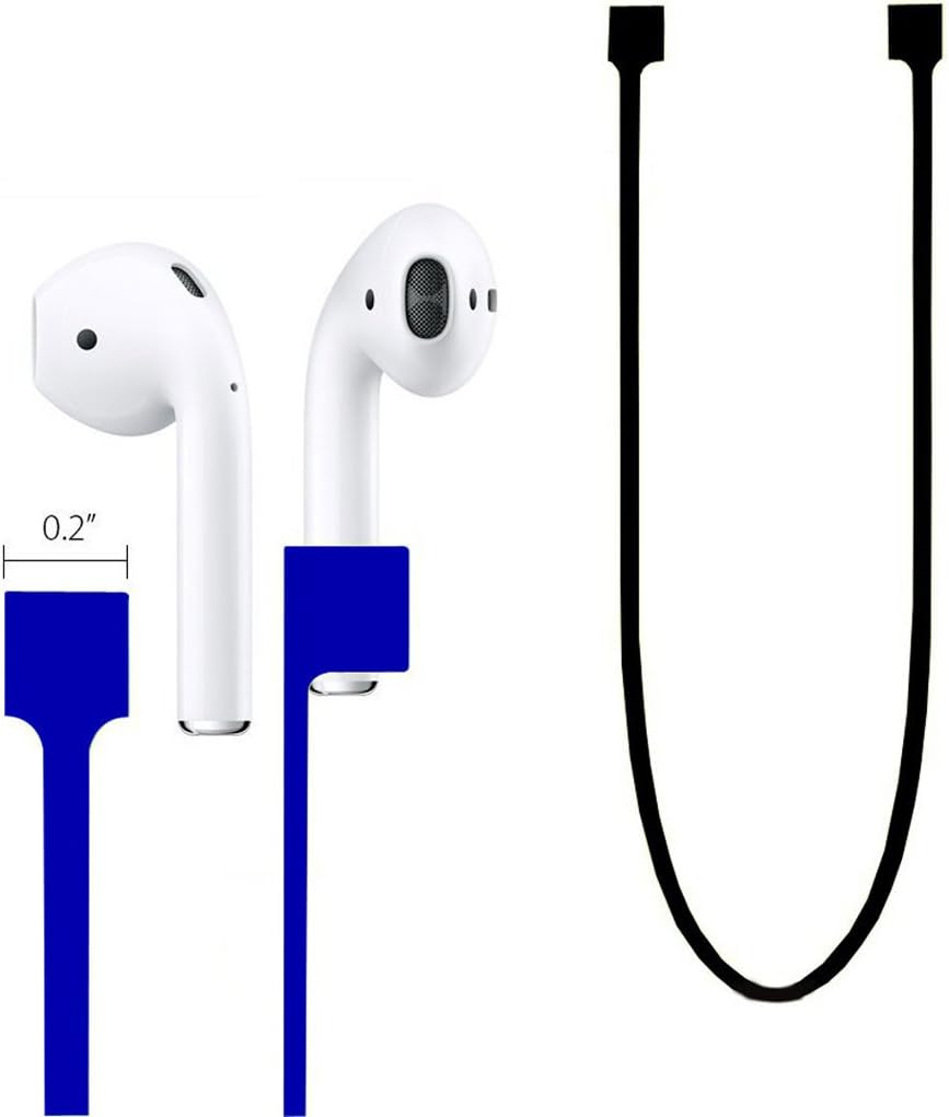 AirPods Straps, Soft Silicone Sport Earphones Anti-Lost Strap, Colorful Wire Cable Connector for Apple Airpods Wireless Bluetooth Earphones Lanyards (6 Pack)