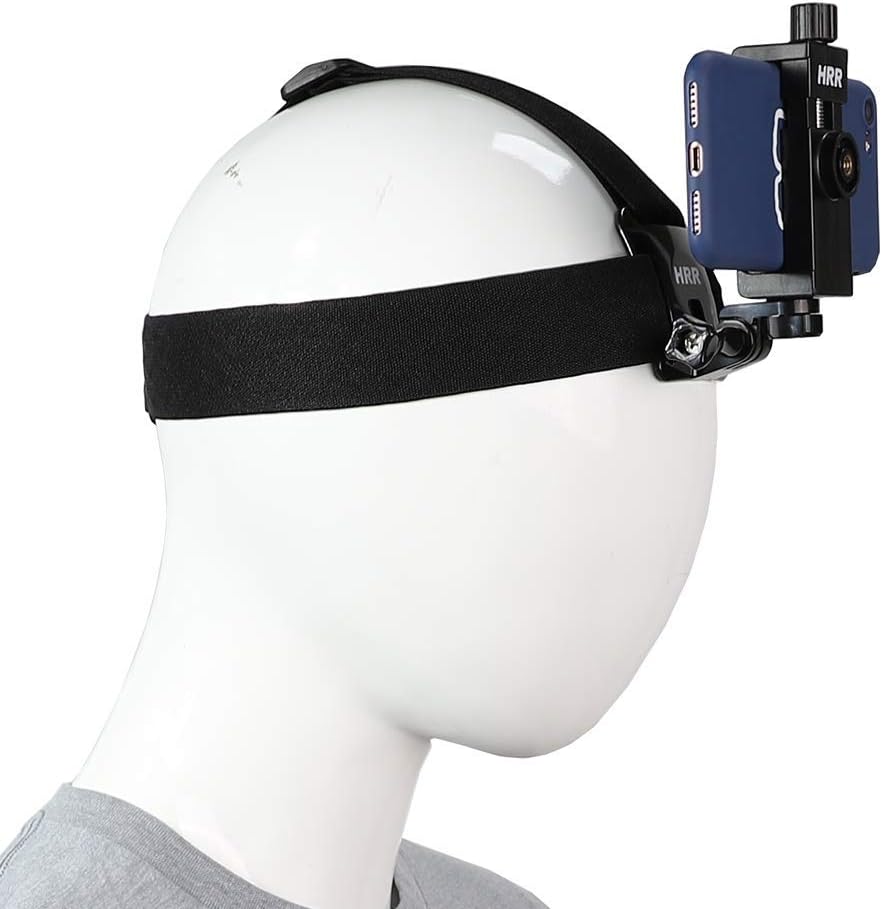 Head-Mounted Mobile Phone Holder,First-Person View Video Outdoor Live Shooting Bracket with Phone Clip(4"-7") for iPhone Samsung Smartphones and GoPro Insta360 Sony DJI Action Camera Head Mount Strap