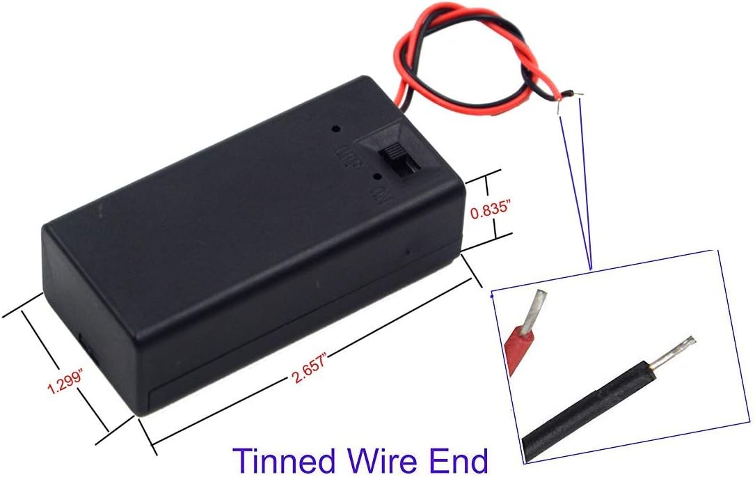 (Pack of 2) 9v Battery Holder, 9 Volt Battery Holder with Switch, 9v Battery Case with Switch