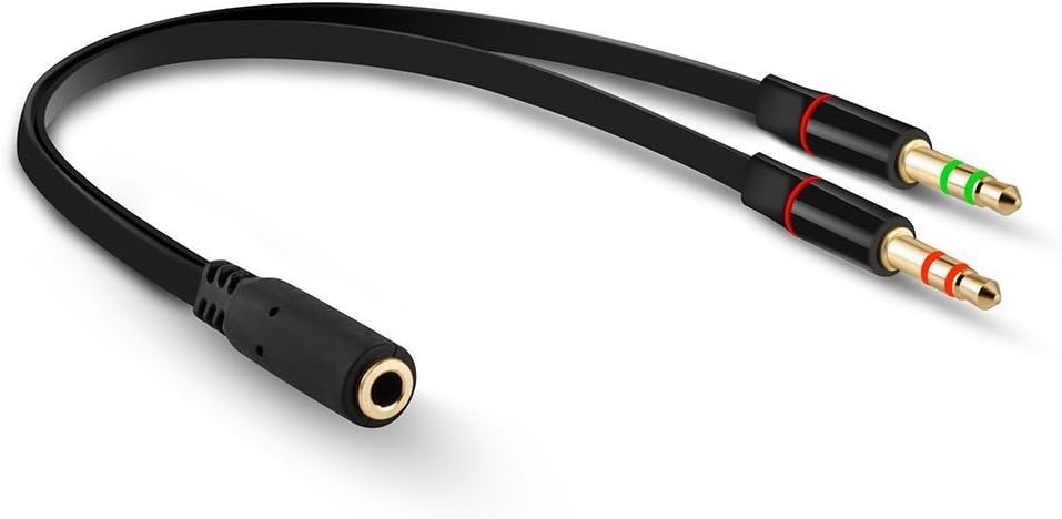 D & K Exclusives Headphone Splitter for Computer 3.5mm Female to 2 Dual 3.5mm Male Mic Audio Y Splitter Cable Smartphone Headset to PC Adapter