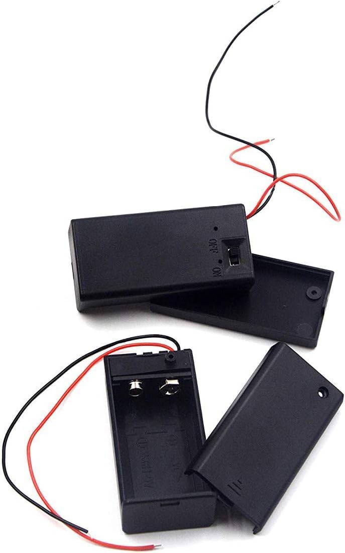(Pack of 2) 9v Battery Holder, 9 Volt Battery Holder with Switch, 9v Battery Case with Switch