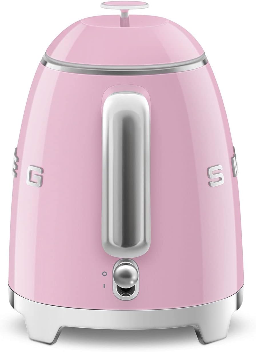SMEG Mini 50's Retro Style 3 Cup Electric Kettle with Double Wall Anti Slip Base and Water Level Indicator (Pink)