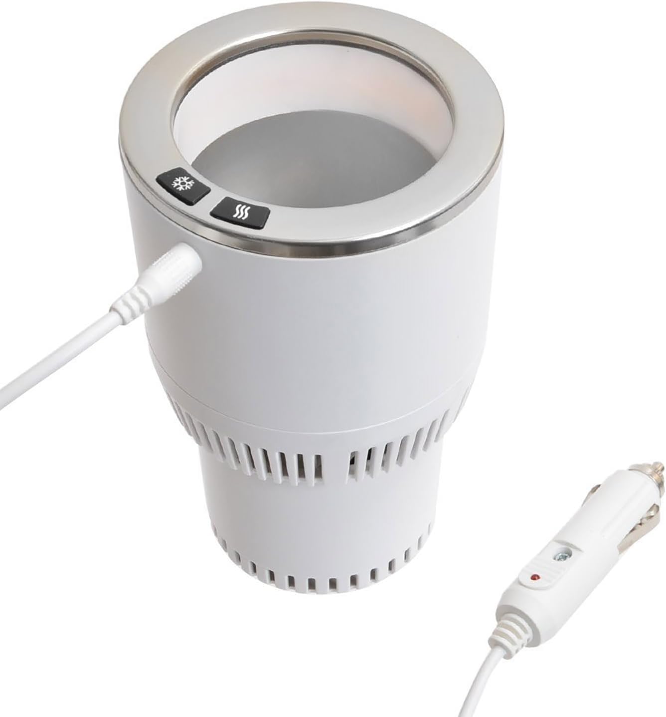 Cup Holder Coffee Warmer Drink Cooler 2-in-1 Truck Caned Drink Holder Gift(White with Silver12V)