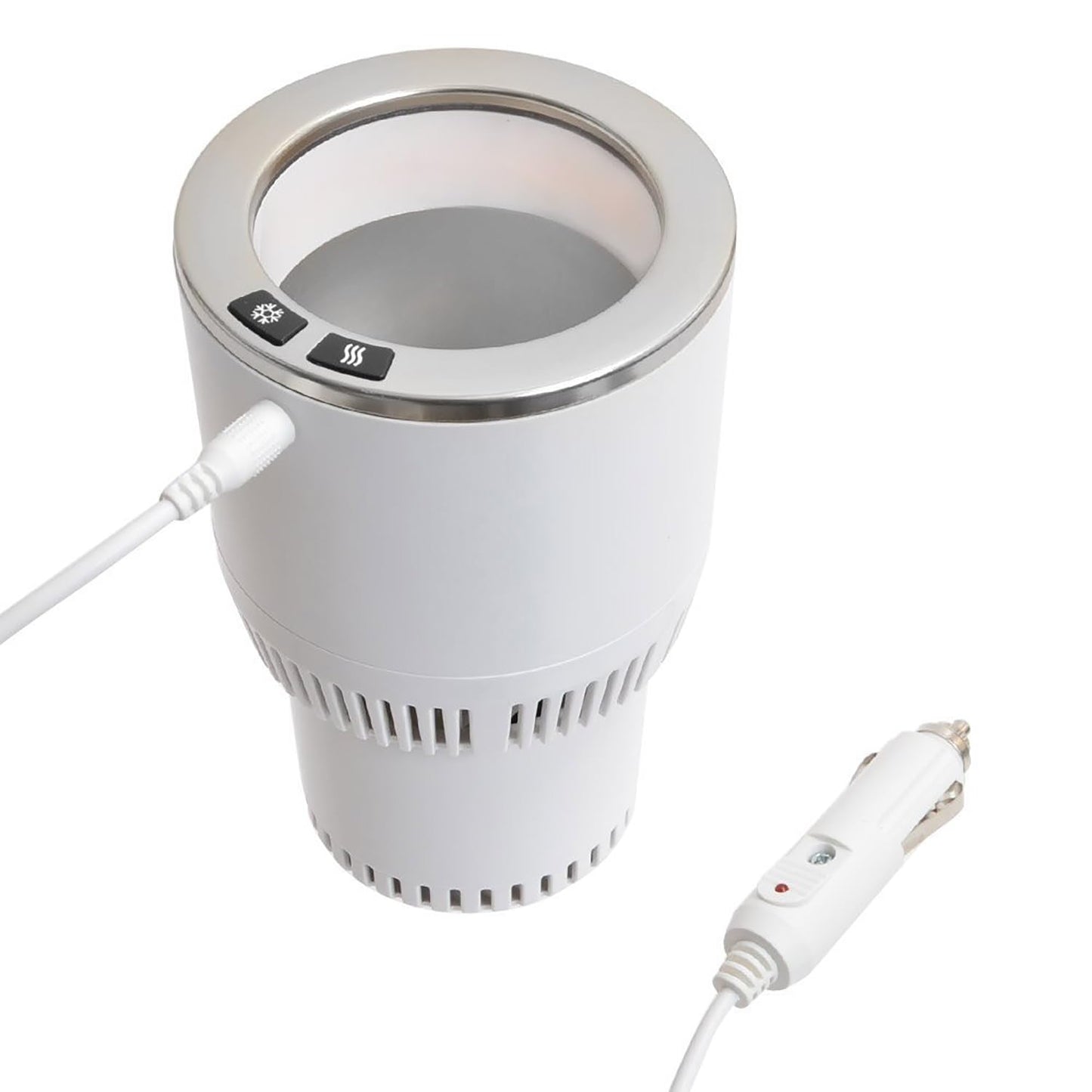 Cup Holder Coffee Warmer Drink Cooler 2-in-1 Truck Caned Drink Holder Gift(White with Silver12V)