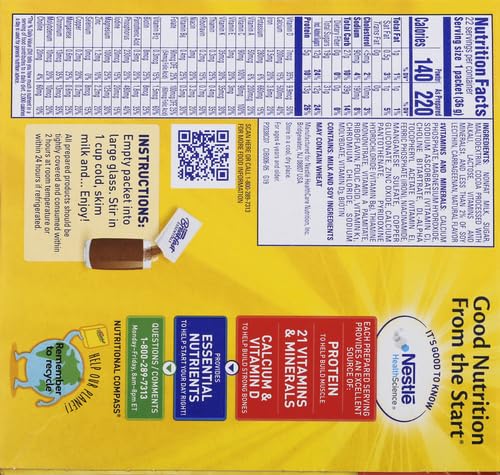 Carnation Breakfast Essentials Powder Drink Mix, Rich Milk Chocolate,1.26 Ounce (Pack of 22), (Packaging May Vary)
