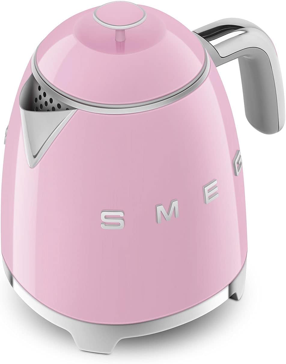 SMEG Mini 50's Retro Style 3 Cup Electric Kettle with Double Wall Anti Slip Base and Water Level Indicator (Pink)
