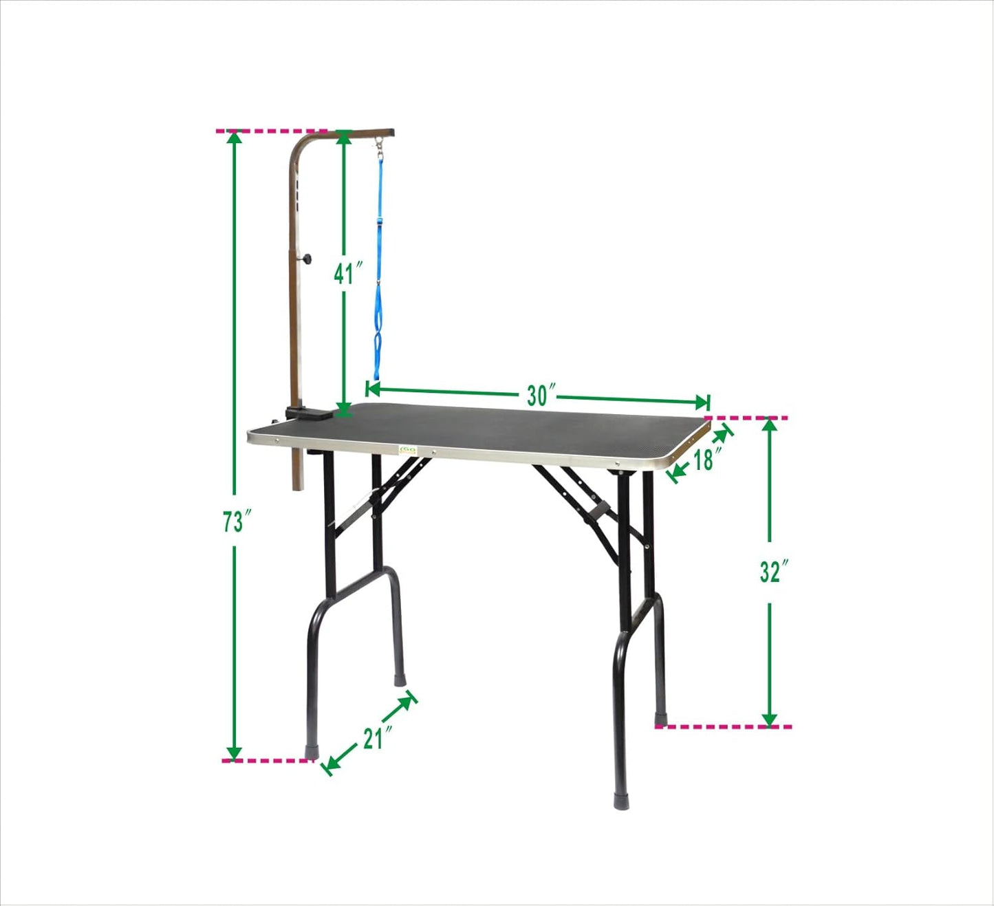 Go Pet Club - 30 Inch Dog Grooming Table - Pet Grooming Table - Foldable, Adjustable Arm, Portable, Non-Slip Grooming Table for Dogs at Home - Black