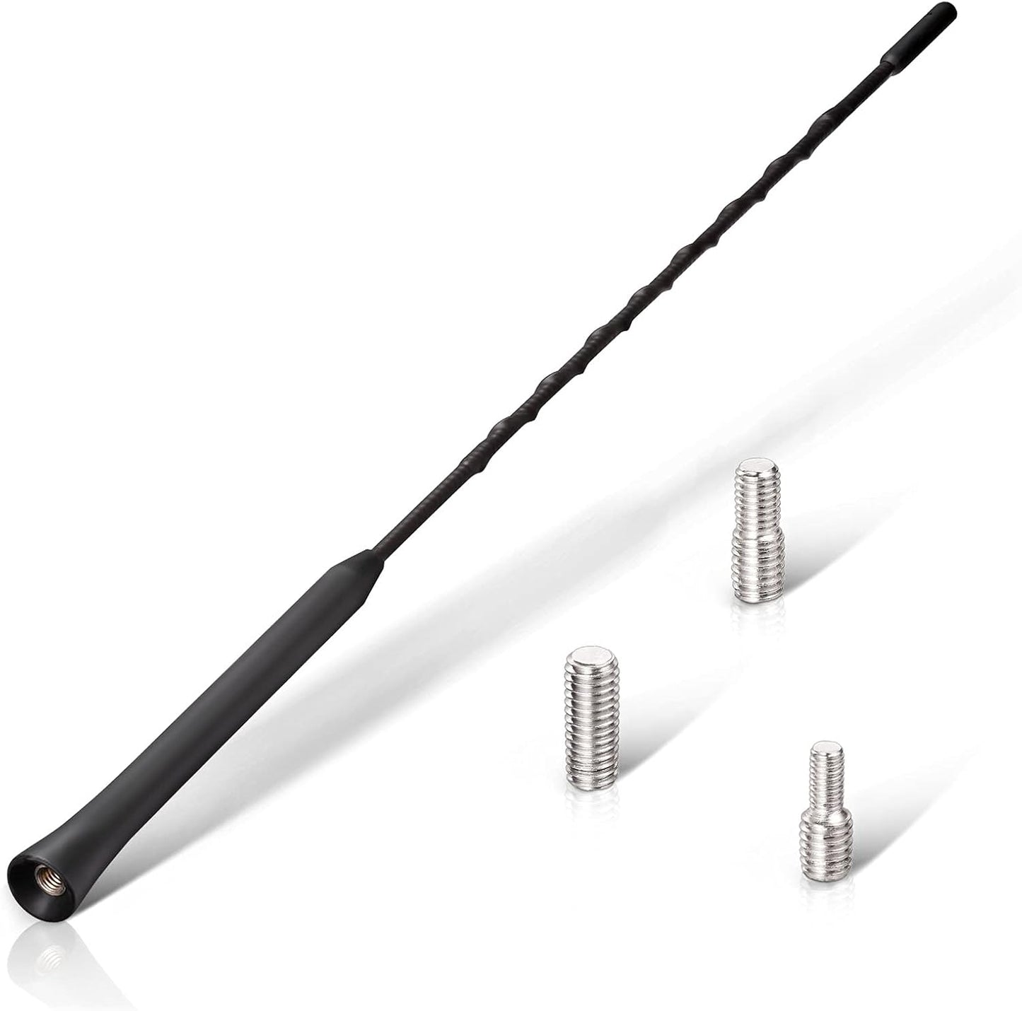Eightwood Universal Vehicle Antenna Replacement 16 inch, AM FM Roof Mount Car Radio Antenna Mast, Flexible Rubber Antennae with M4 M5 M6 Threaded Adapter