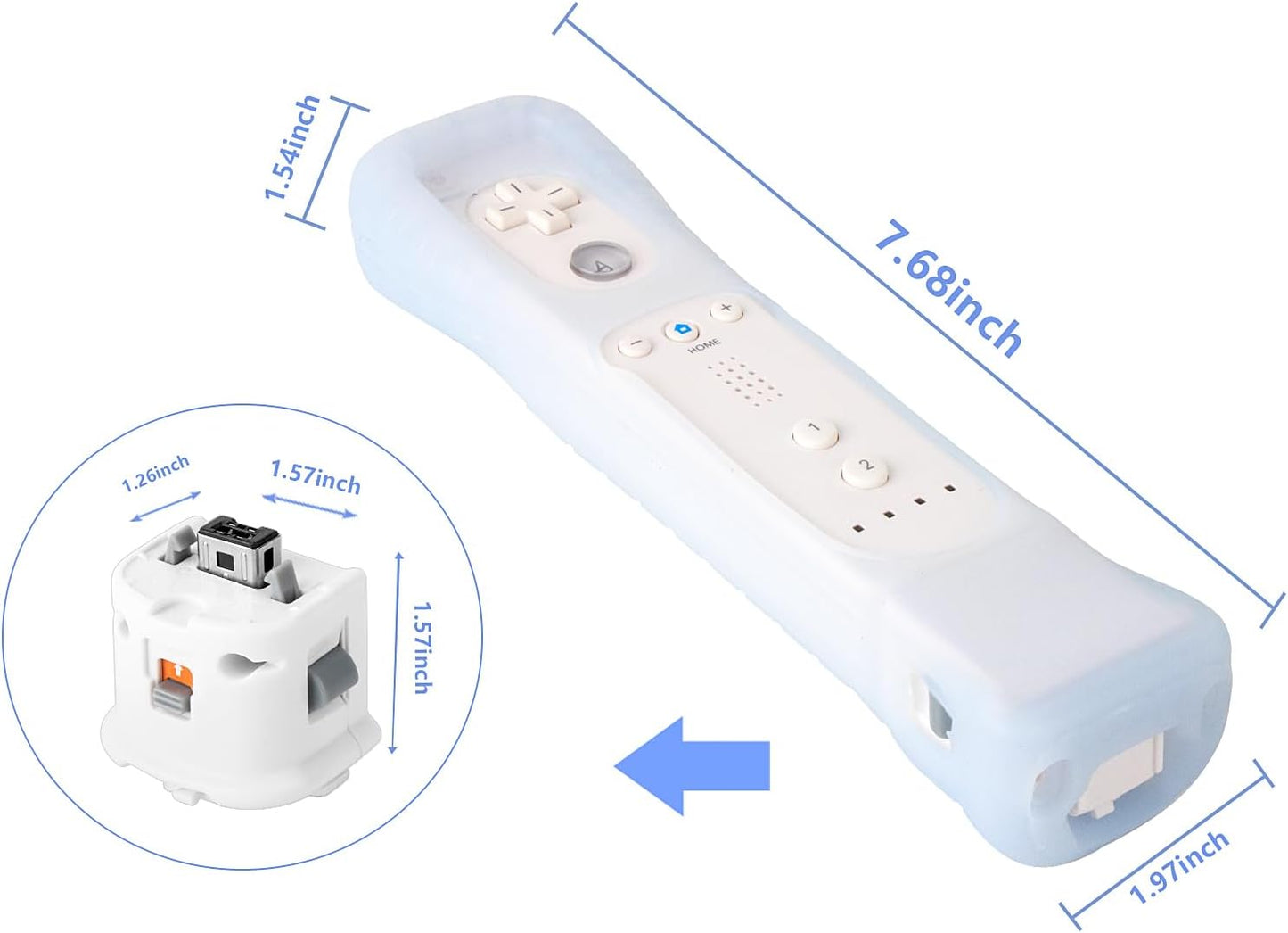 2 Pack Motion Plus Adapter with Silicon Case Sensor W for Nintendo Wii Remote Controller,Motion Plus Adaptor Accelerator(White).