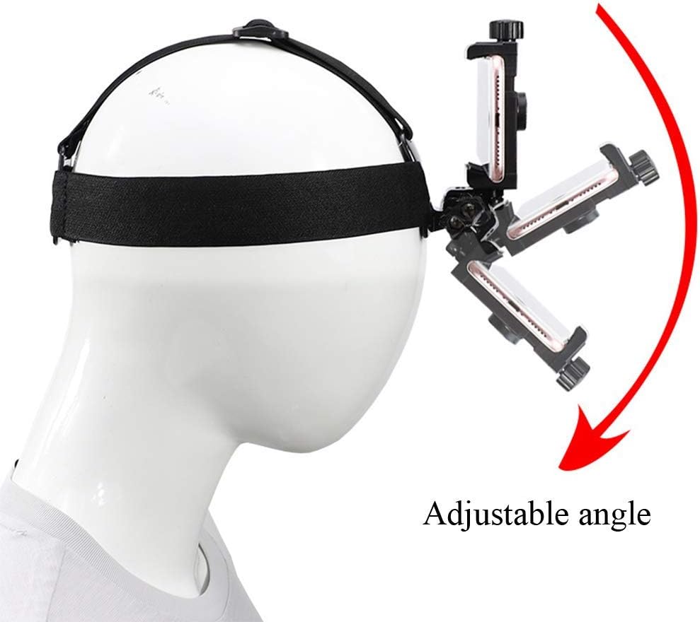 Head-Mounted Mobile Phone Holder,First-Person View Video Outdoor Live Shooting Bracket with Phone Clip(4"-7") for iPhone Samsung Smartphones and GoPro Insta360 Sony DJI Action Camera Head Mount Strap