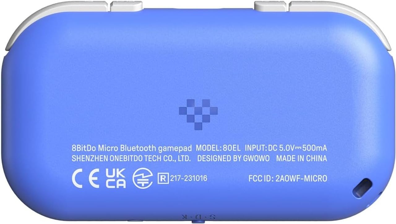 8Bitdo Micro Bluetooth Gamepad Pocket-sized Mini Controller for Switch, Android, and Raspberry Pi, Supports Keyboard Mode (Blue)
