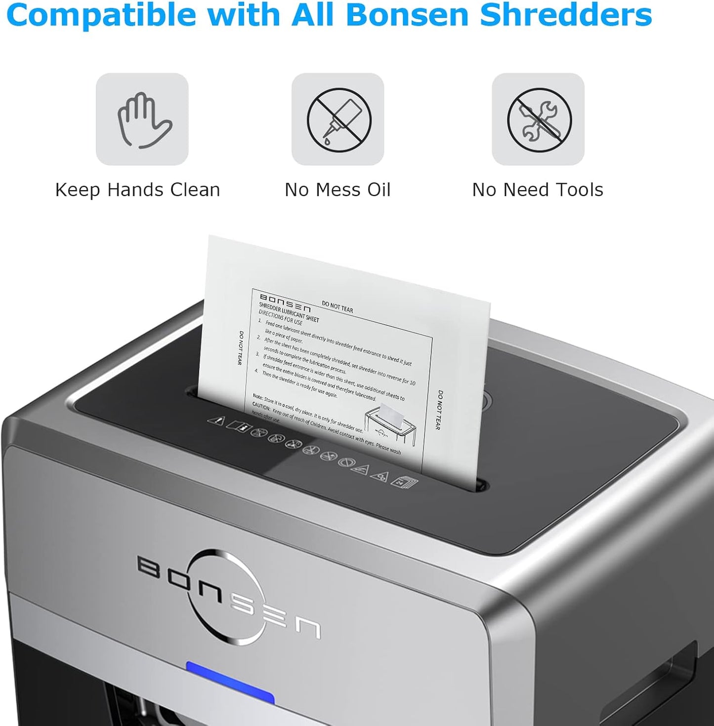 BONSEN Paper Shredder Sharpening & Lubricant Sheets-Pack of 50