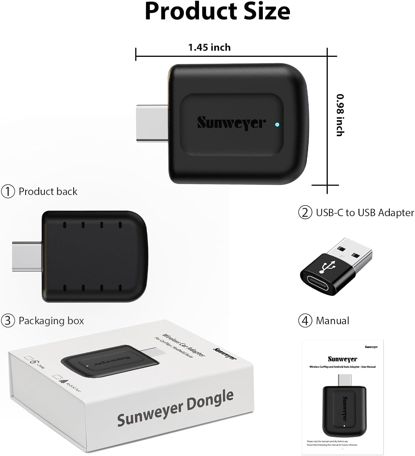 2024 Latest Wireless CarPlay & Android Auto Dongle 2 in 1 Auto Connect Box,USB Type-C Port,Supports Online Updates Wired to Wireless Adapter