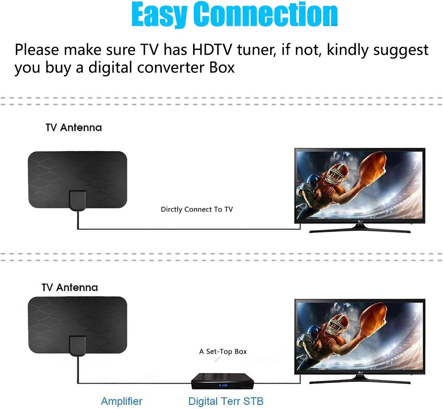 Digital TV Antenna,Antenna for Smart TV,360°Reception,Support 4K 1080p Smart Television,Detachable Signal Amplifier-Signal Booster-HDTV Antenna 10ft Coaxial HDTV Cable, Portable HD TV Antenna Indoor