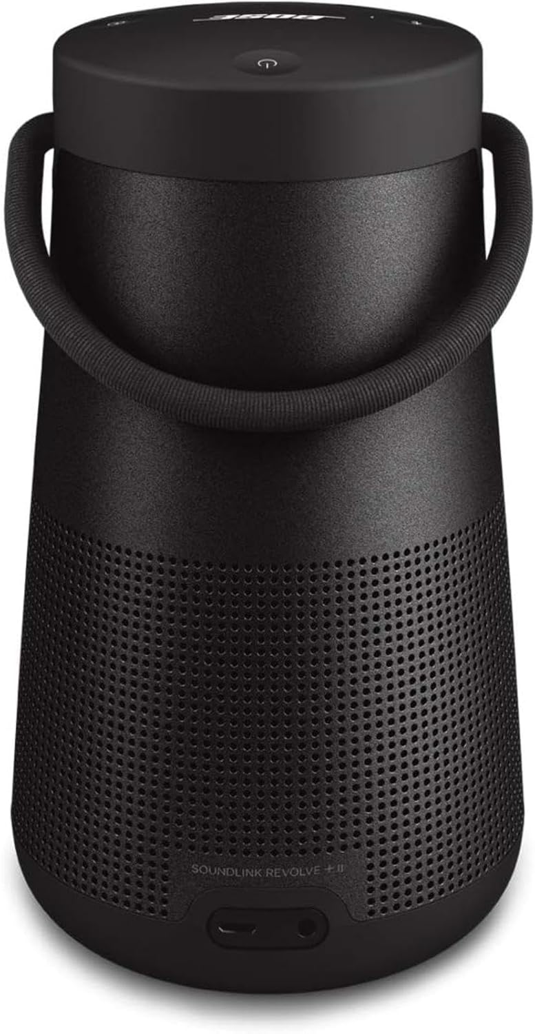 Bose SoundLink Revolve+ (Series II) Bluetooth Speaker, Portable Speaker with Microphone, Wireless Water Resistant Travel Speaker with 360 Degree Sound, Long Lasting Battery and Handle, Black