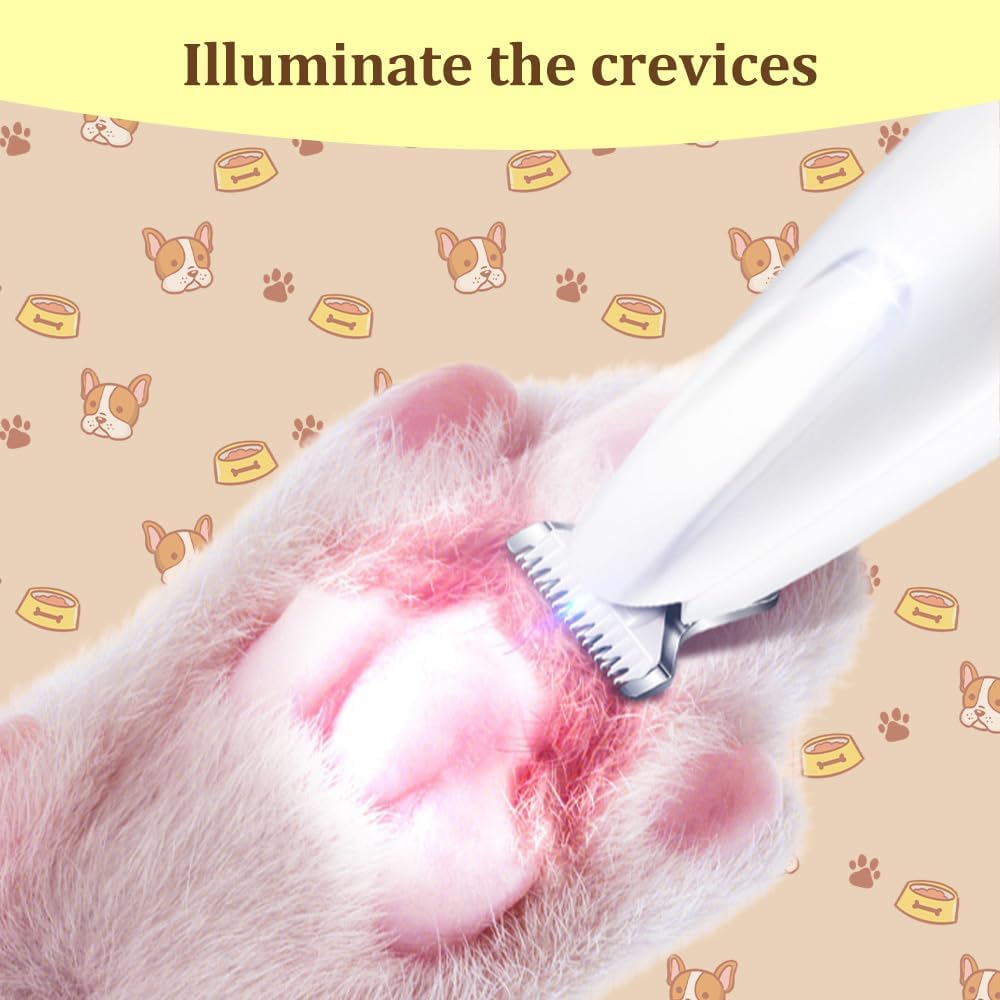 Yilia Upgrade Pet Micro Precision Trimmer, Multifunctional Pet Hair Clippers for Grooming with LED Light, Low Noise Waterproof Rechargeable Pet Paw Trimmer for Pet Paws, Eyes, Ears, Face, Rump (1PC)