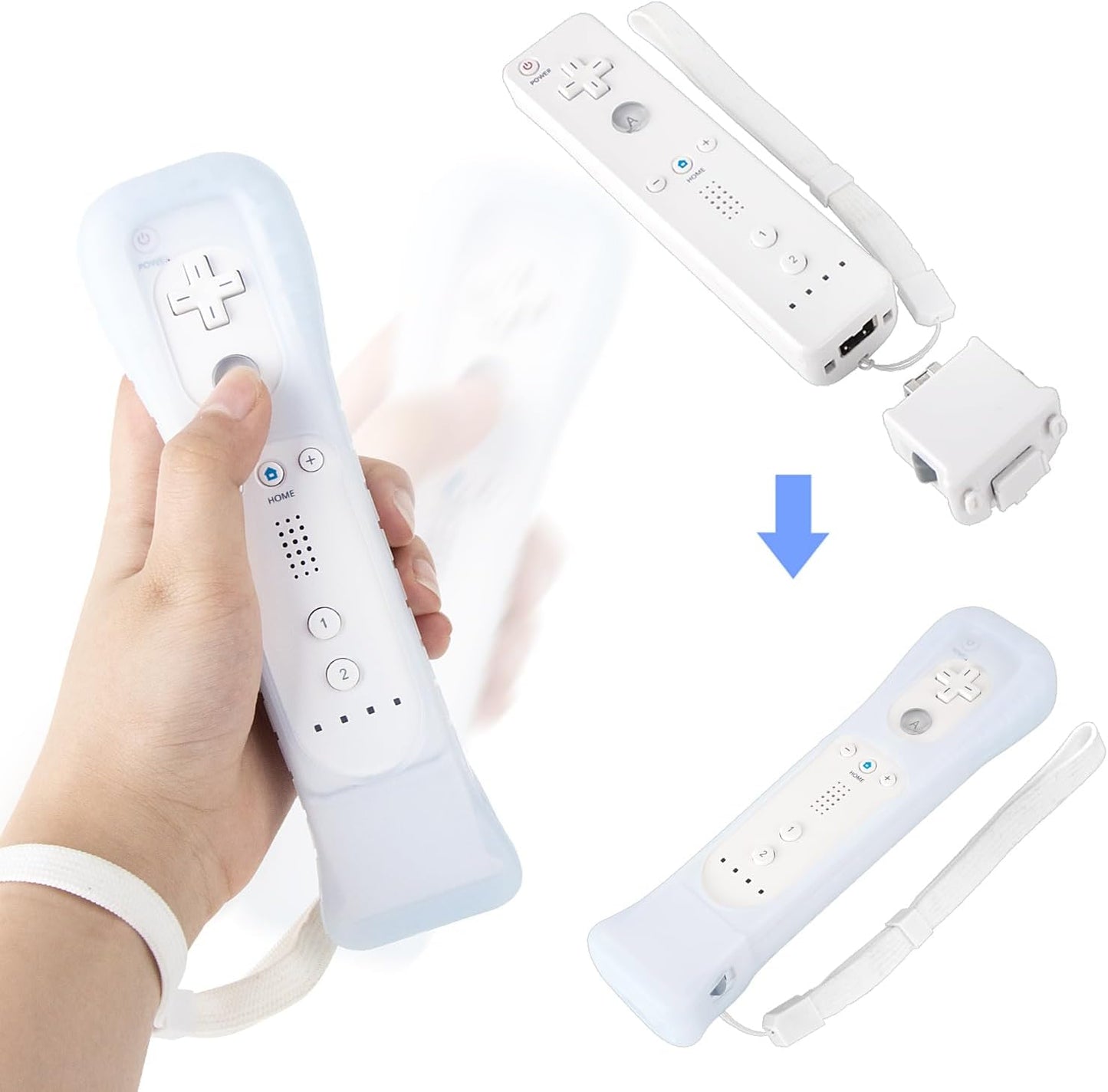 2 Pack Motion Plus Adapter with Silicon Case Sensor W for Nintendo Wii Remote Controller,Motion Plus Adaptor Accelerator(White).