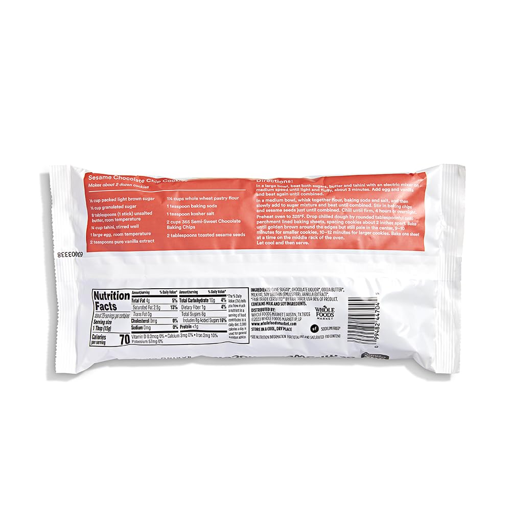 365 by Whole Foods Market, Semi-Sweet Chocolate Baking Chips, 12 Ounce