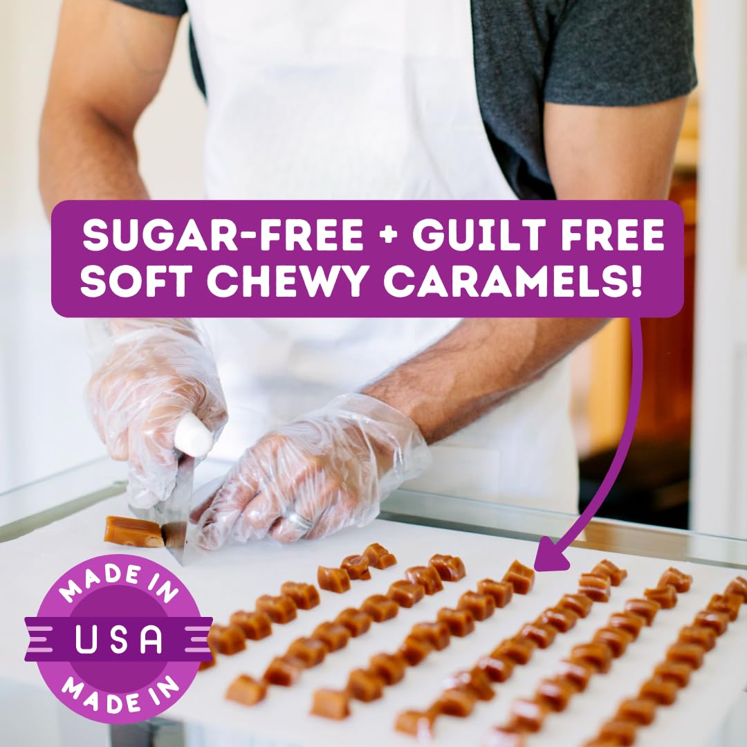 Tom & Jenny's Sugar Free Candy Soft Caramels Individually Wrapped - Sea Salt & Vanilla - Low Net Carb Zero Sugar Candy with Xylitol & Maltitol (Classic Chewy Sugar Free Caramel) Keto Candy 1 Pack