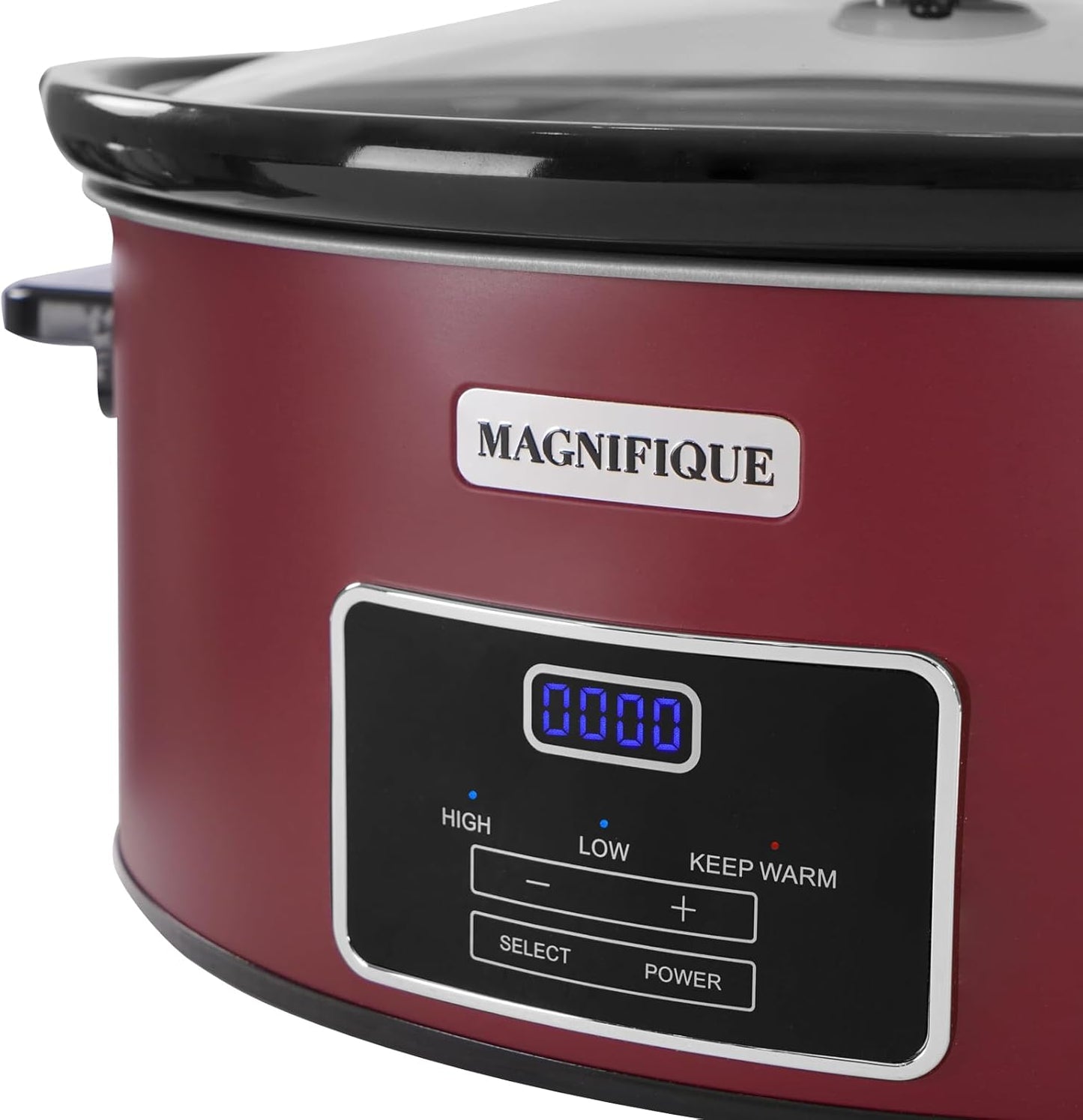 Magnifique 6 Quart Programmable Slow Cooker, Kitchen Appliances, Perfect Kitchen Small Appliance for Family Dinners, Red Stainless Steel