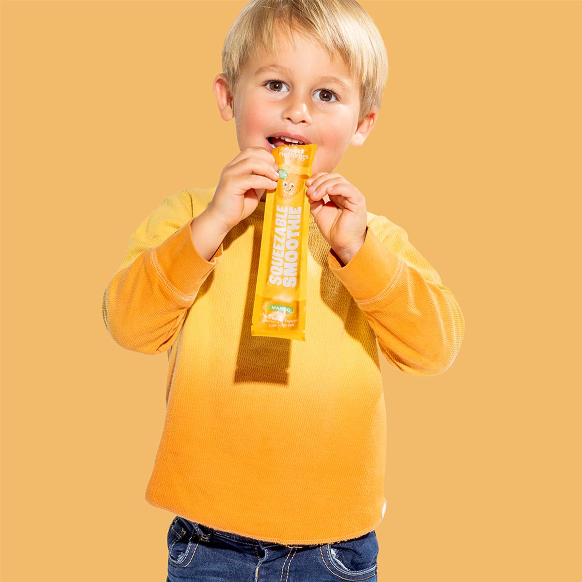 Sweet Nothings, Mango, USDA Organic Kids' Squeezable Super Fruit Smoothie Freezie Pops, Pack of 6 - Dye-Free, No Added Sugar, Dairy-Free, Vegan, Healthy Organic Fruit and Veggie Pops