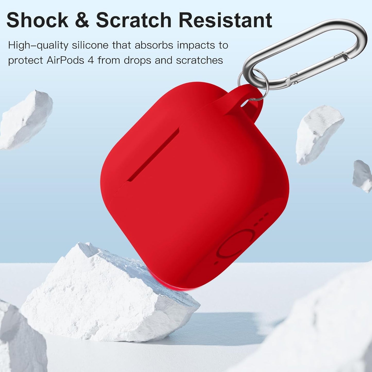 DaQin Compatible with AirPods 4 Case(2024), Soft Silicone Full Protective Case Cover for Apple AirPods 4 Case with Keychain, Compatible with AirPods 4th Generation Case Accessories for Women Men, Red