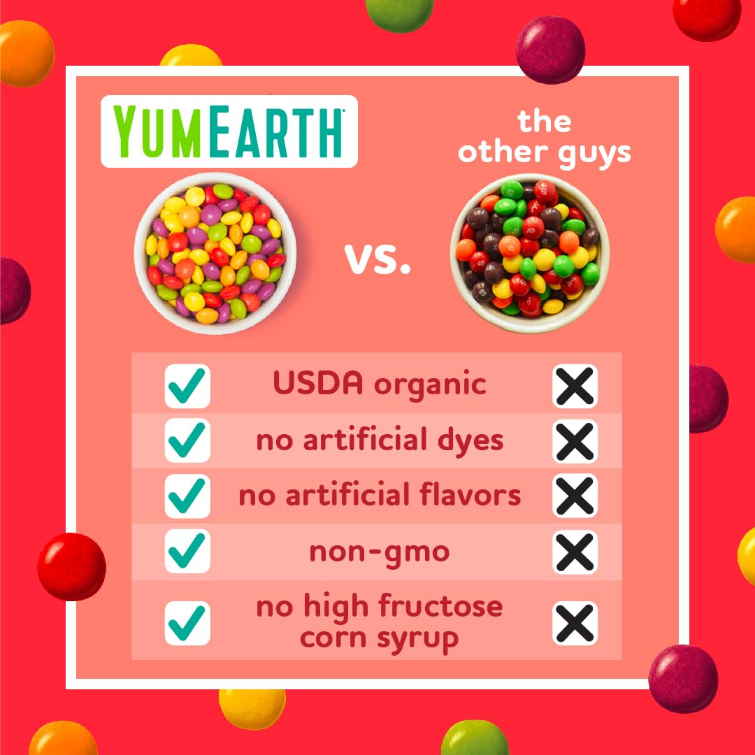 YumEarth Organic Giggles Chewy Candy - Allergy Friendly (Top 9 Free), No Artificial Dyes or Flavors, Non GMO, Gluten Free, Vegan - Individually Wrapped Fruity Snack Packs - 0.5 Ounce (Pack of 10)