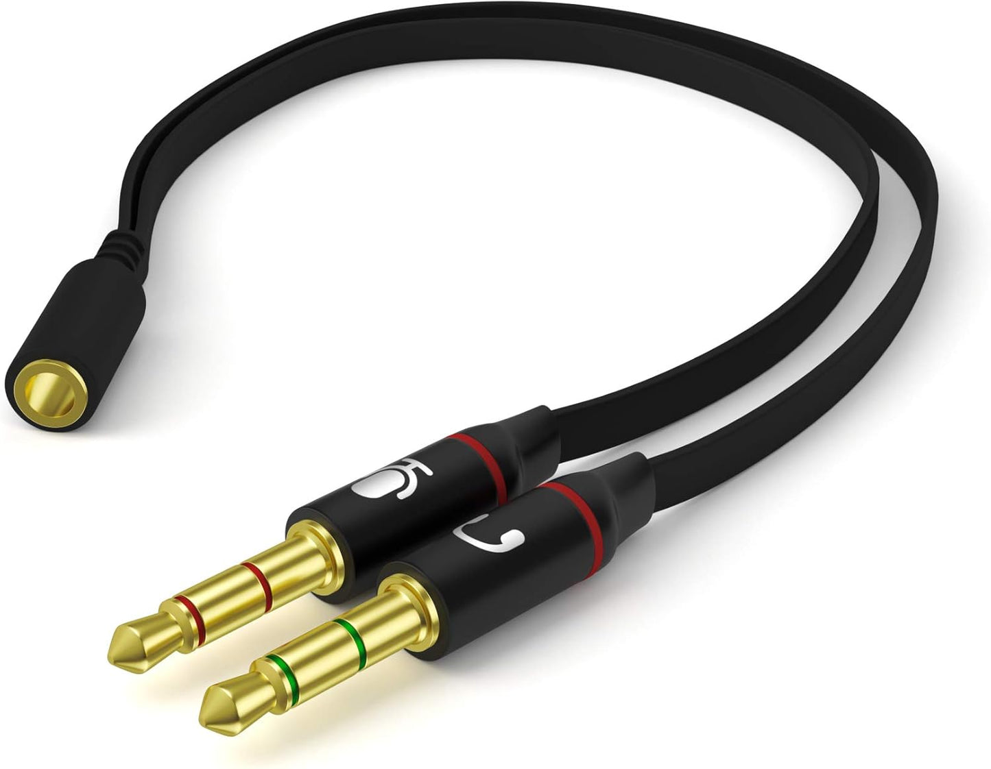 D & K Exclusives Headphone Splitter for Computer 3.5mm Female to 2 Dual 3.5mm Male Mic Audio Y Splitter Cable Smartphone Headset to PC Adapter