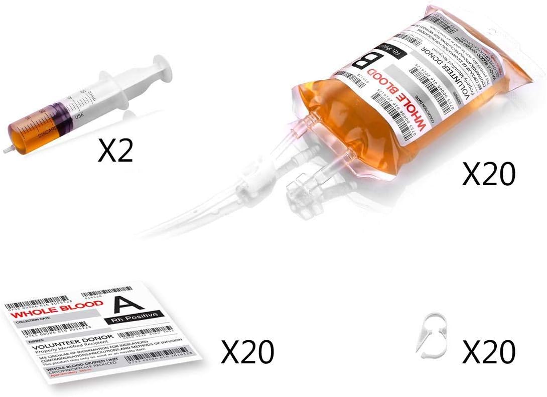WYNK 20 Pack Halloween Decorations Blood Bag for Drink, 11.5 FL Oz Reusable Cups Containers, Live Blood of Theme Parties, Halloween/Vampire/Hospital Theme Party Favors, Nurse Graduation Party Props