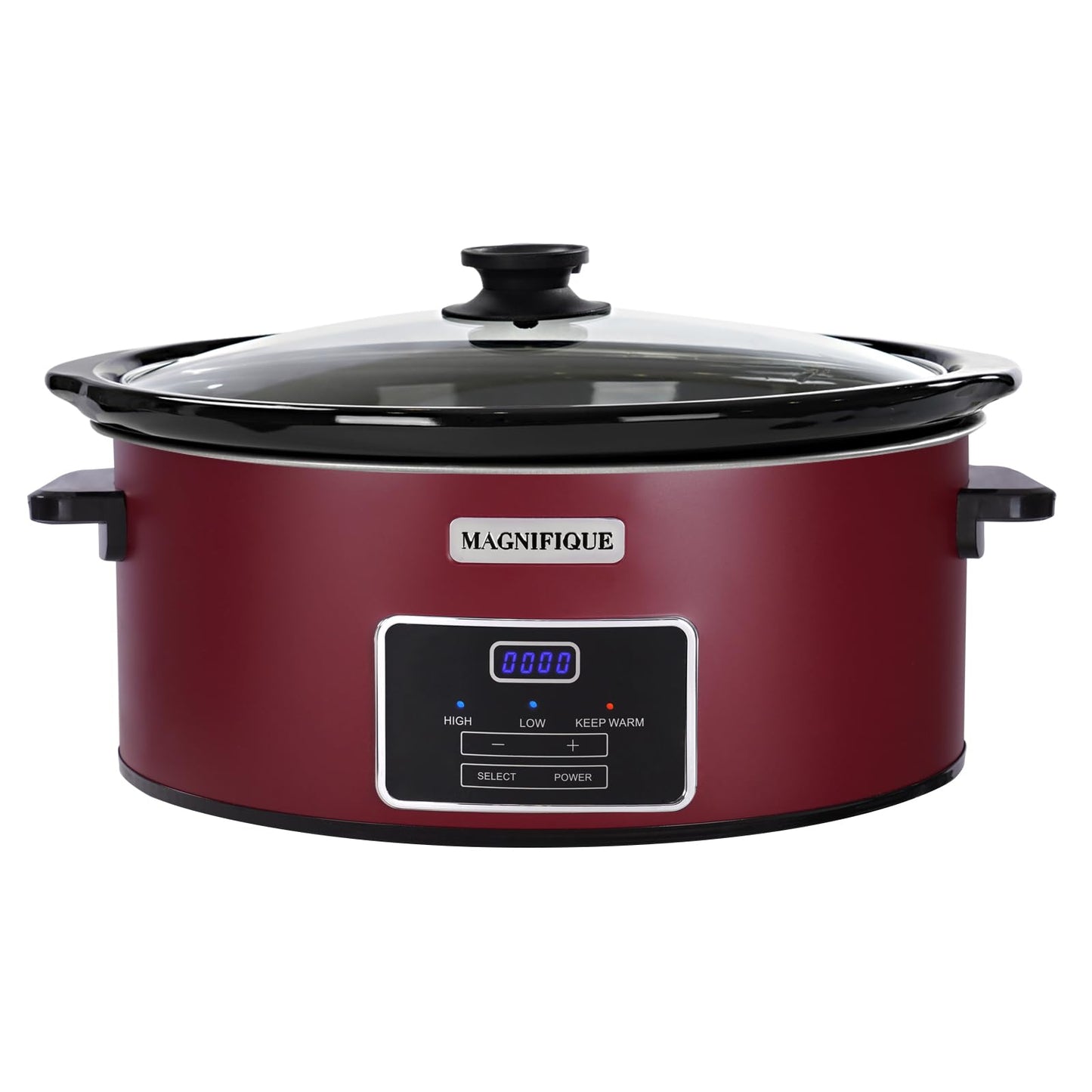 Magnifique 6 Quart Programmable Slow Cooker, Kitchen Appliances, Perfect Kitchen Small Appliance for Family Dinners, Red Stainless Steel