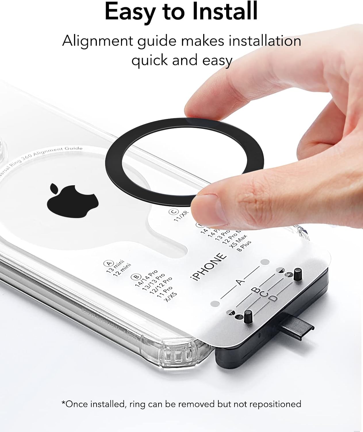 ESR for MagSafe Sticker 360, MagSafe Ring Magnet (HaloLock), 2 Pack Magnetic Ring, Universal Magnetic Wireless Charger Conversion Kit for iPhone 16/15/14/13/12/11, Galaxy S23/S22/S21 and More, Black