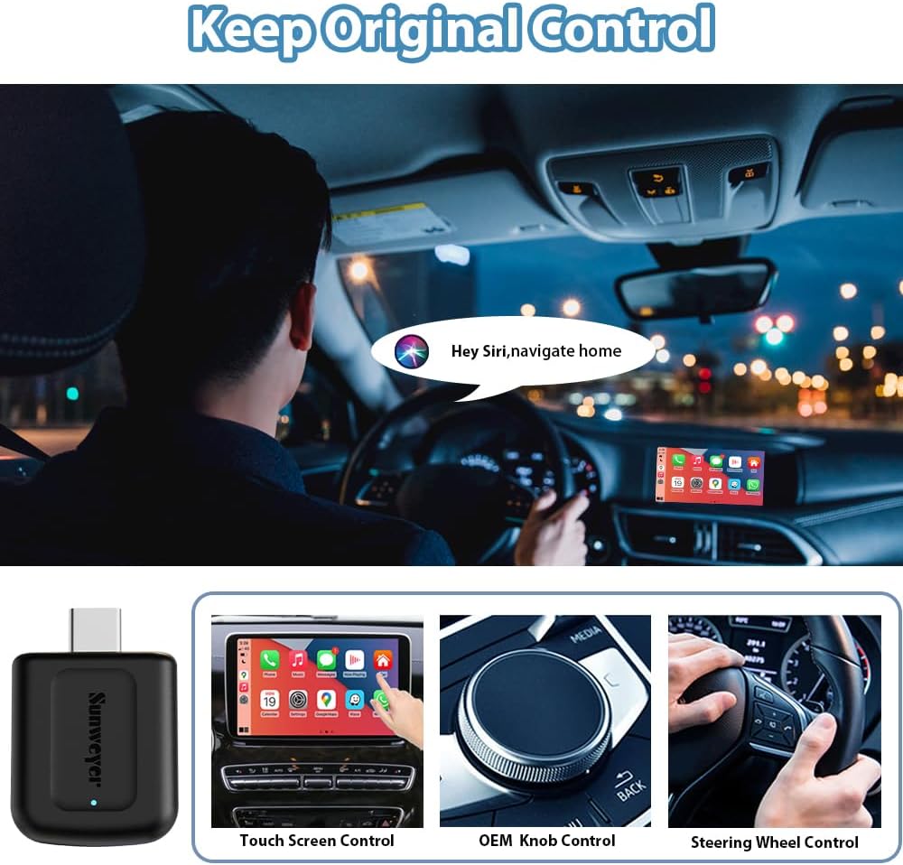 2024 Latest Wireless CarPlay & Android Auto Dongle 2 in 1 Auto Connect Box,USB Type-C Port,Supports Online Updates Wired to Wireless Adapter