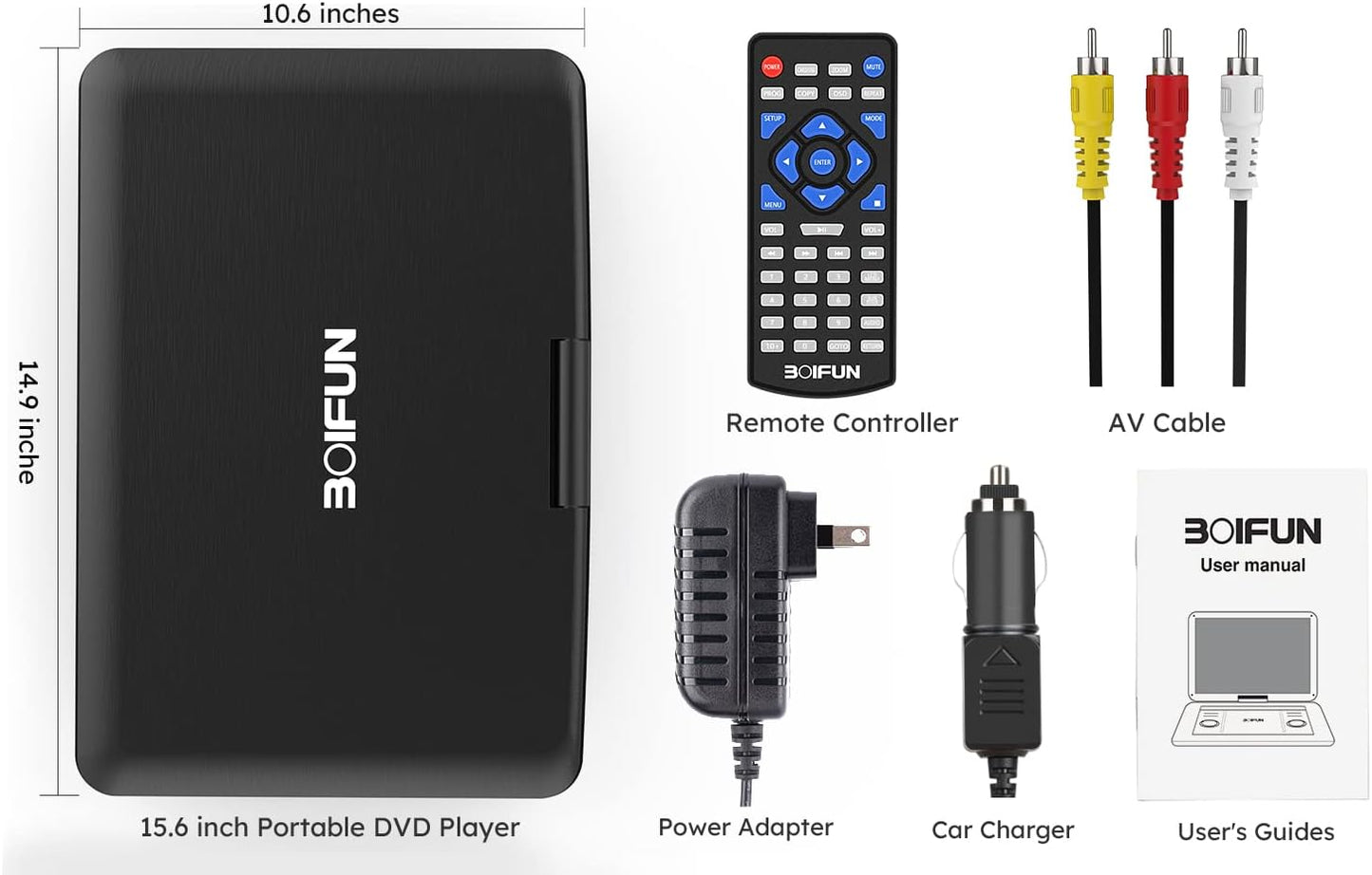 17.5" Portable DVD Player with 15.6" Large HD Screen, 6 Hours Rechargeable Battery, Support USB/SD Card/Sync TV and Multiple Disc Formats, High Volume Speaker,Black