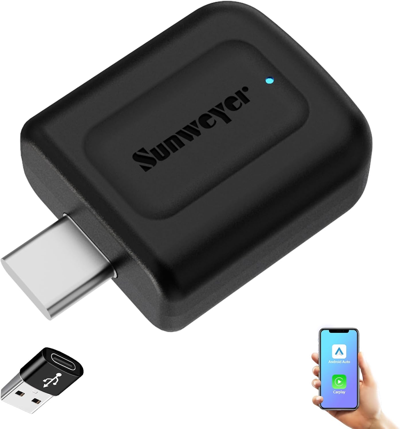2024 Latest Wireless CarPlay & Android Auto Dongle 2 in 1 Auto Connect Box,USB Type-C Port,Supports Online Updates Wired to Wireless Adapter