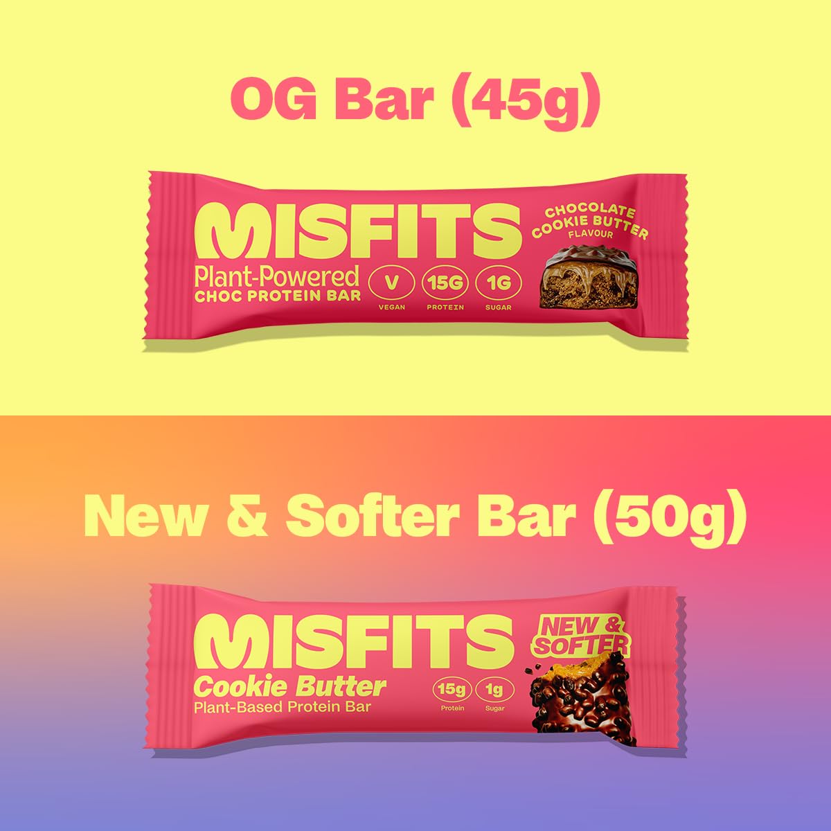 Misfits Vegan Protein Bars - Updated Recipe | Plant Based, Low Sugar & Carb, High Fiber Snacks | Variety Pack of 12 (4 Flavors)