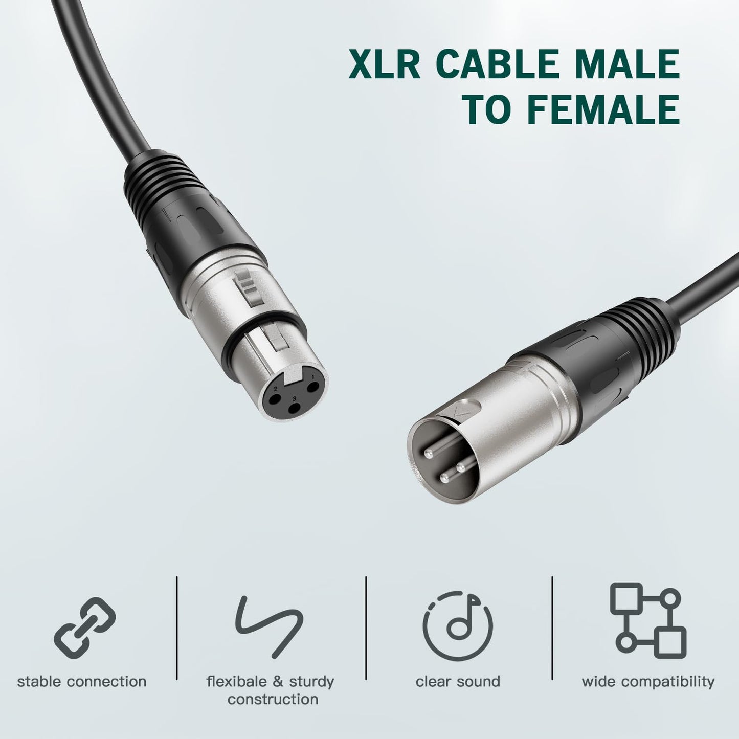 FIFINE XLR Cable, 10ft Cable with Balanced 3 PIN, XLR Male to Female Mic Audio Cord, XLR Speaker Cable, Mic Wire, Compatible with XLR Microphone for Recording Podcast Streaming, Black-L9