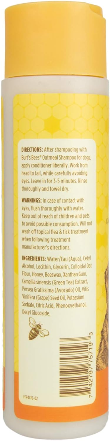 Burt's Bees for Pets Oatmeal Dog Conditioner with Colloidal Oat Flour & Honey - Soothing and Moisturizing Conditioner for Dogs with Dry Skin and Coat, Dog Grooming Supplies, 10 Fl Oz