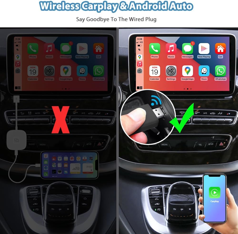 2024 Latest Wireless CarPlay & Android Auto Dongle 2 in 1 Auto Connect Box,USB Type-C Port,Supports Online Updates Wired to Wireless Adapter