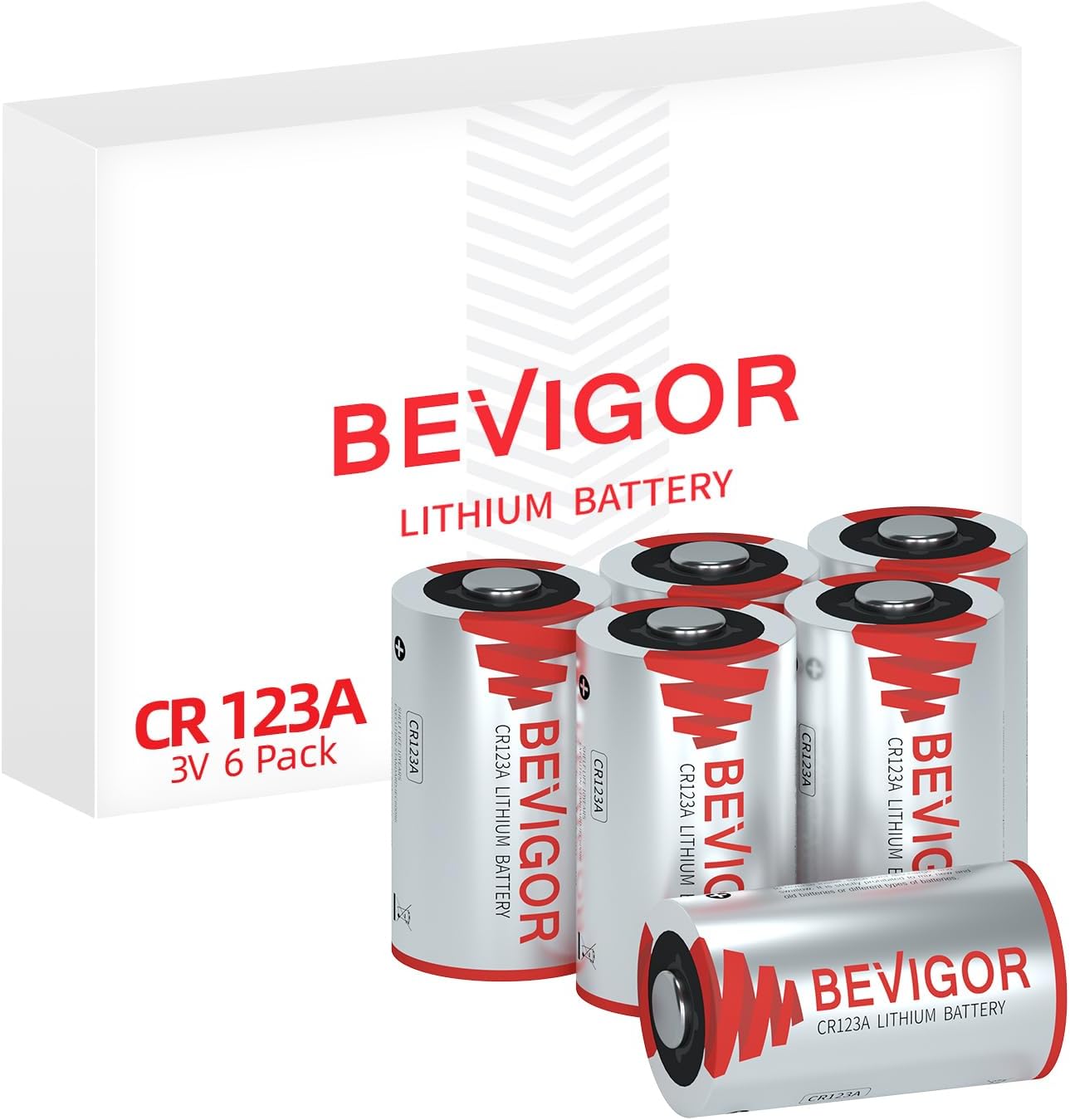 BEVIGOR CR123A 3V Lithium Batteries 6 Pack,1500mAh Photo Lithium Battery, 3 Volt 123 Battery Lithium for Flashlight and Security Device【Non-Rechargeable】