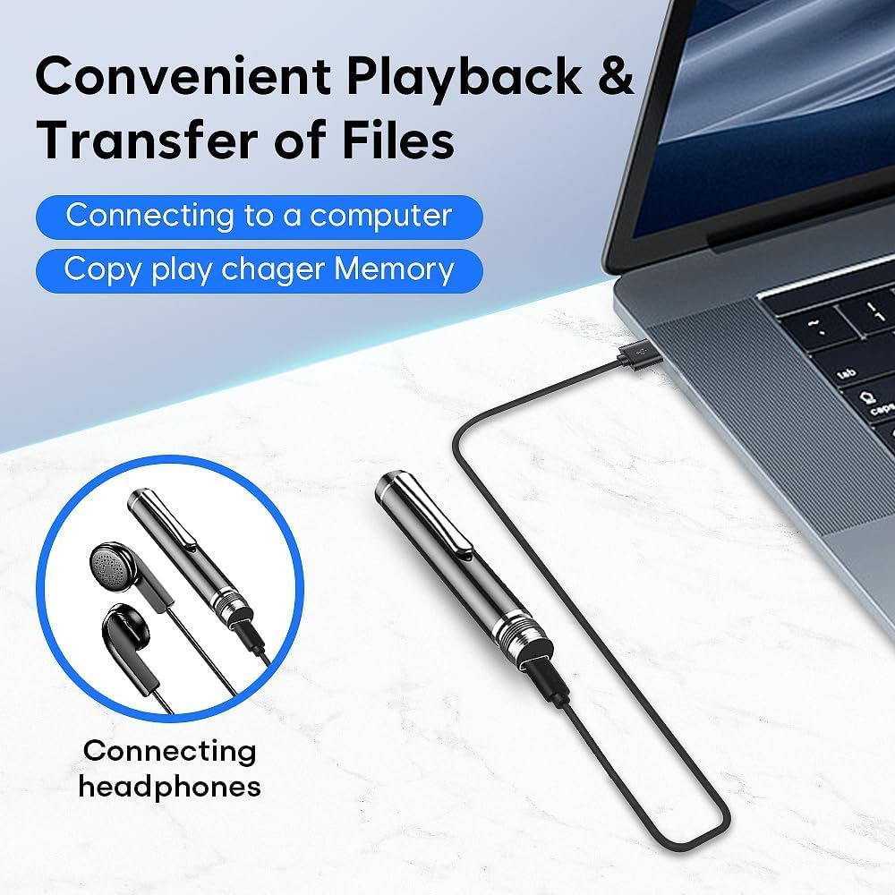 128GB Digital Voice Recorder - Voice Activated Recorder with Playback, Professional Audio Recorder for Lecture/Meeting/Course, Portable Audio Recorder Transfer File to Computer