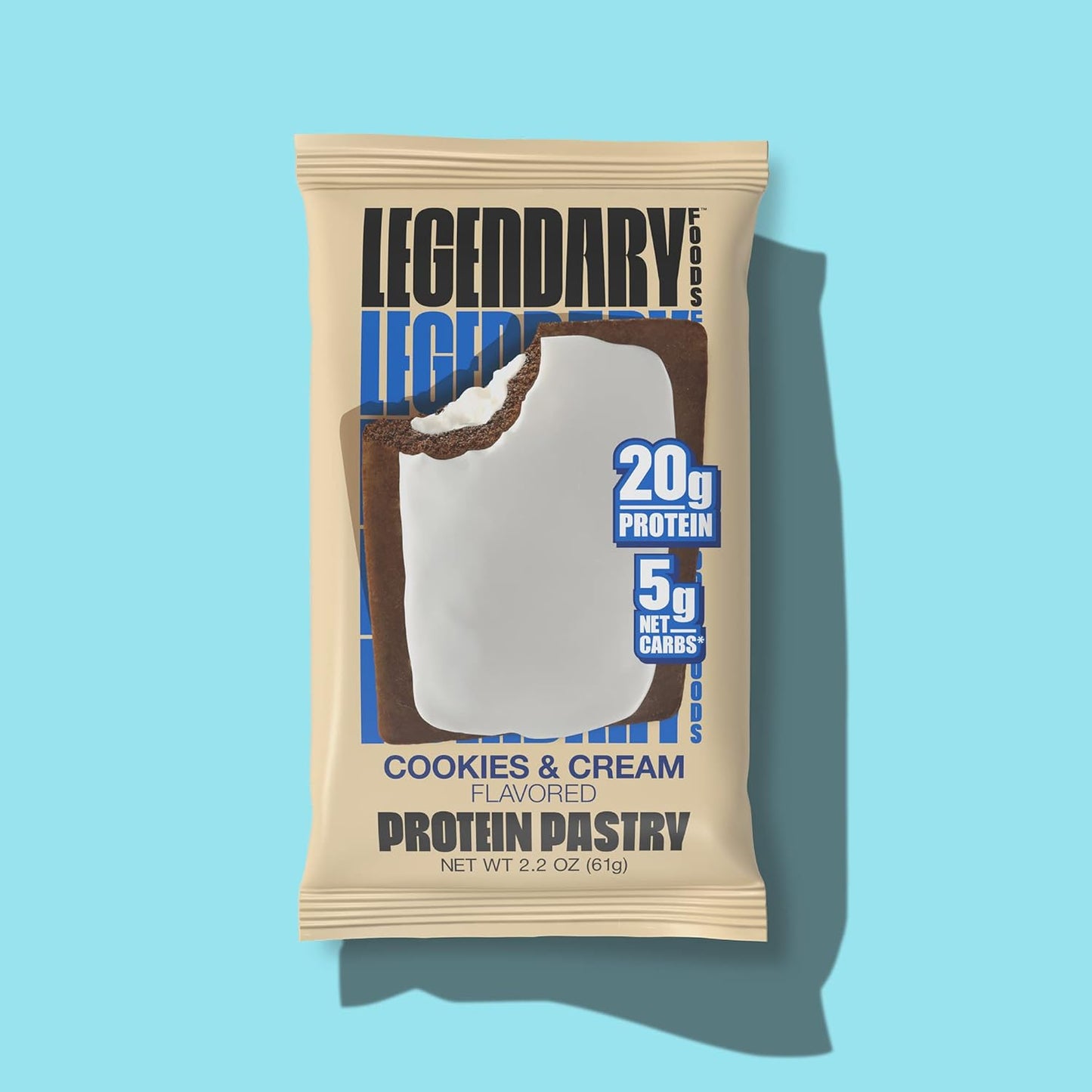 Legendary Foods 20 gr Protein Pastry, Low Carb, Tasty Protein Bar Alternative, Keto Friendly, No Sugar Added, High Protein Breakfast Snacks, Gluten Free Keto Food - Cookies and Cream (8-Pack)
