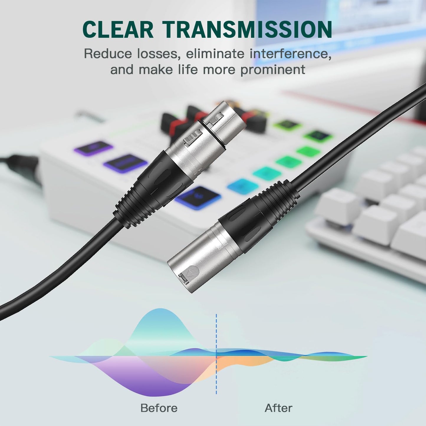 FIFINE XLR Cable, 10ft Cable with Balanced 3 PIN, XLR Male to Female Mic Audio Cord, XLR Speaker Cable, Mic Wire, Compatible with XLR Microphone for Recording Podcast Streaming, Black-L9