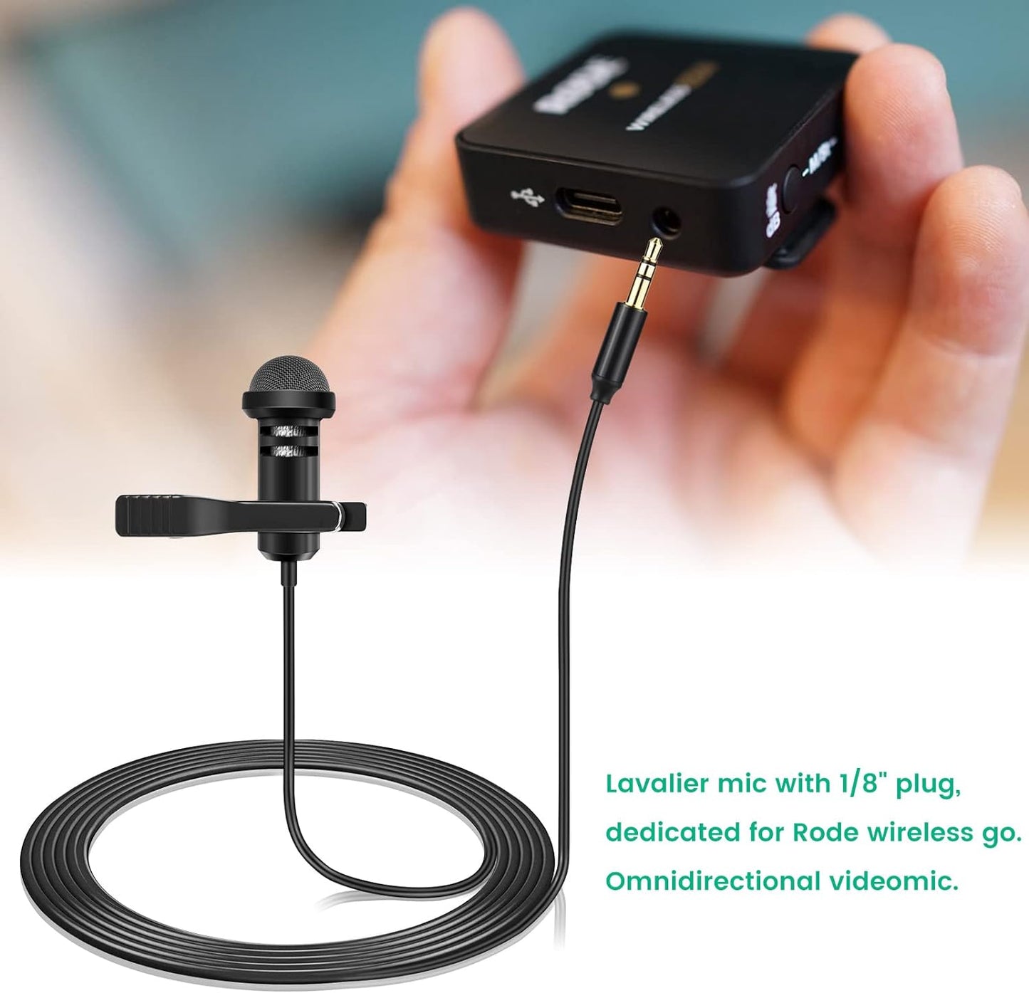 2 Pack Lavalier Microphone Compatible with DJI Mic 2 & Rode Wireless Pro/Wireless GO 2 / II Transmitters - Omnidirectional Lav Lapel Wearable Mic for Vlog Interview Streaming Lectures Broadcasters